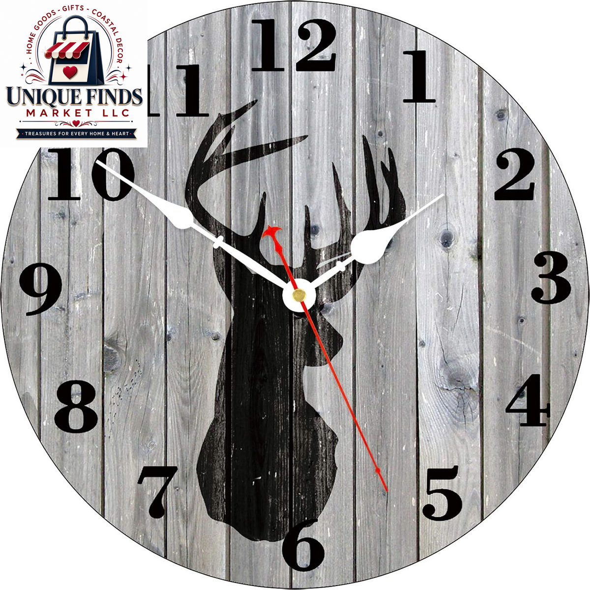 TAHEAT 14-Inch Nautical-Inspired White Anchor Pattern Wall Clock, Silent Non-Ticking Mechanism, Retro Wooden Design with Arabic Numerals, Easy-to-Read for Kitchen, Living Room, and Bedroom