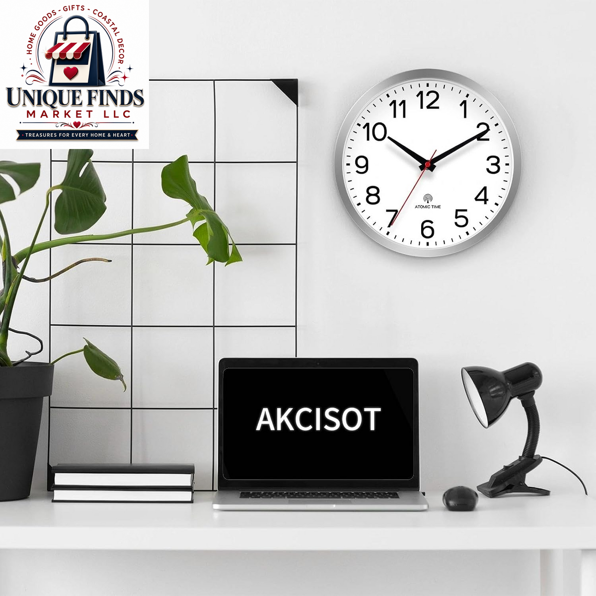 AKCISOT 12-Inch Silent Battery-Operated Analog Wall Clock in Silver