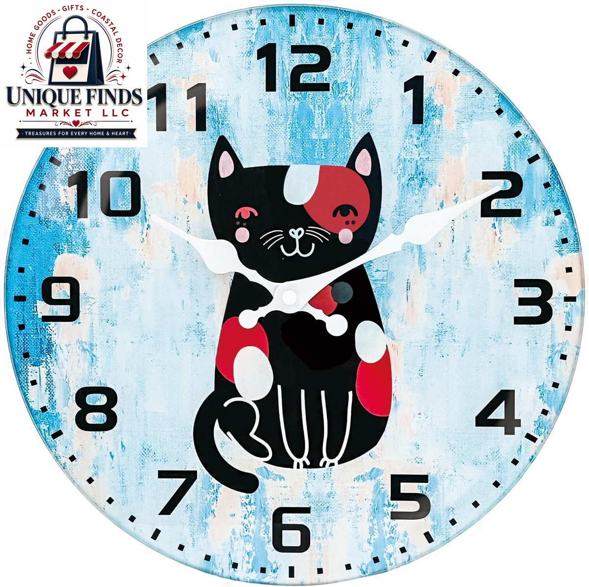 Elegant 8-Inch Cat-Themed Glass Wall Clock - Battery Operated, Silent Non-Ticking Analog Design for Home and Office Decor