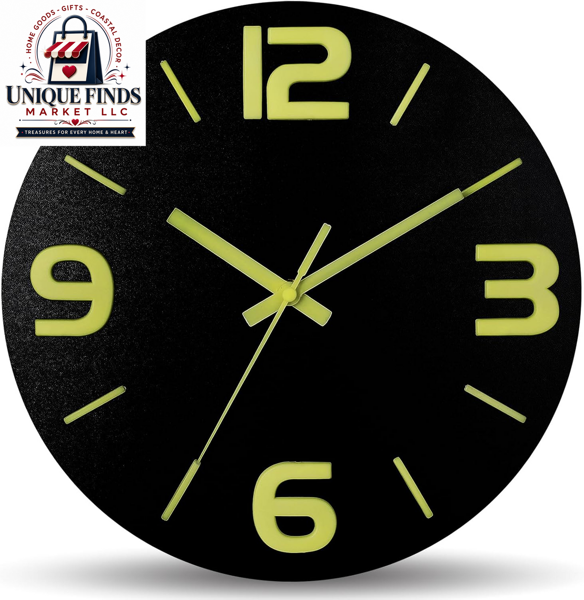 HZDHCLH 12-Inch Navy Modern Wall Clock - Battery Operated, Silent, Non-Ticking