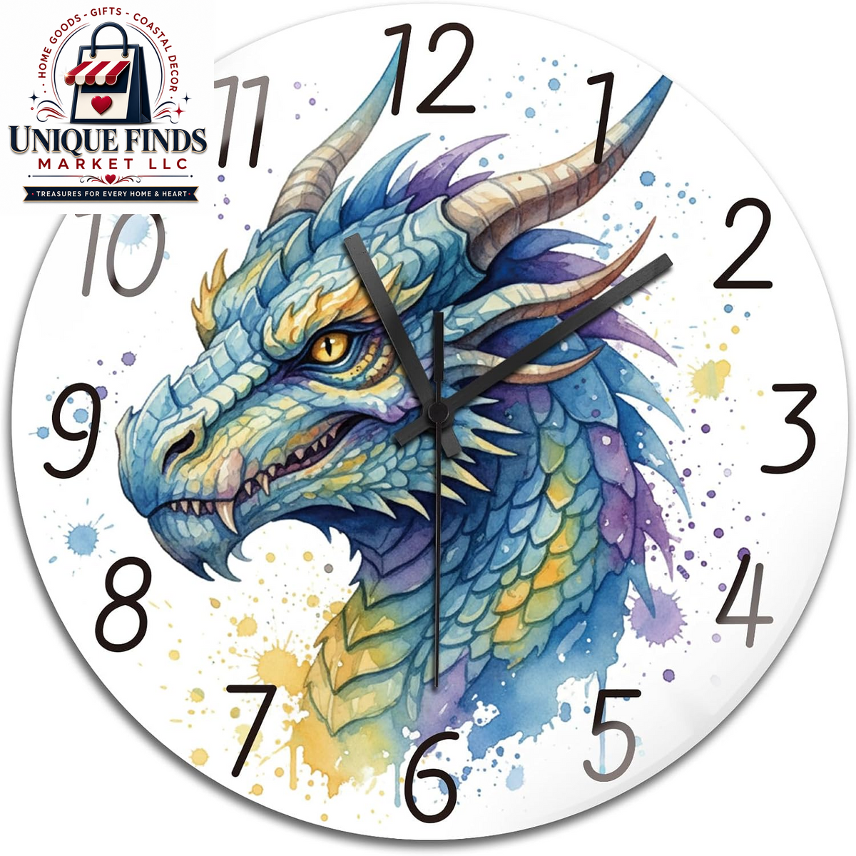 Peacoblue 12" Round Battery-Operated Marble Pattern Wall Clock