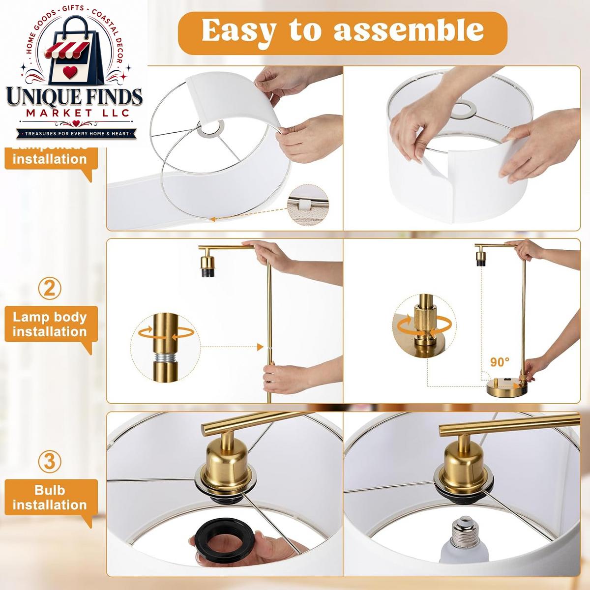 Set of 2 Fully Dimmable Wood Paint Bedside Lamps for Nightstands