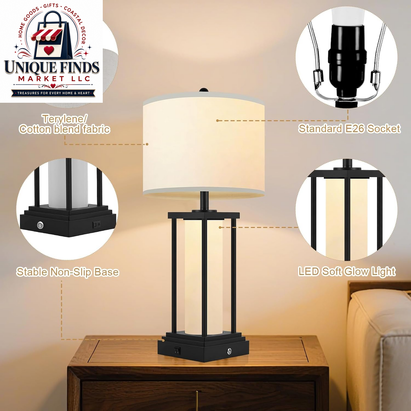 26.8'' Farmhouse Table Lamps, Table Lamps for Livingroom(Bulbs Included)