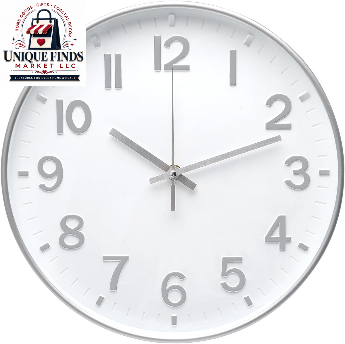 12-Inch Blue Modern Quartz Wall Clock - Silent Non-Ticking Battery Operated Decorative Timepiece for Living Room, Bedroom, Kitchen, and Office - Ideal Gift Option