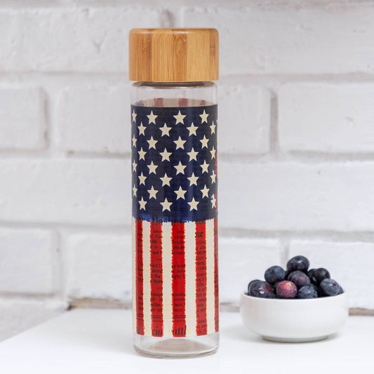 Land of Liberty Glass Tumbler Eco-Friendly Water Bottle