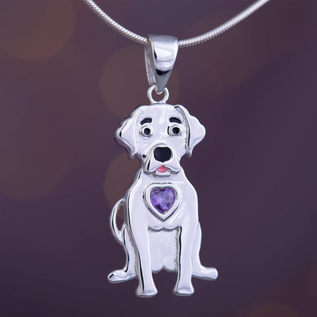 Sterling & Crystal Pup Necklace