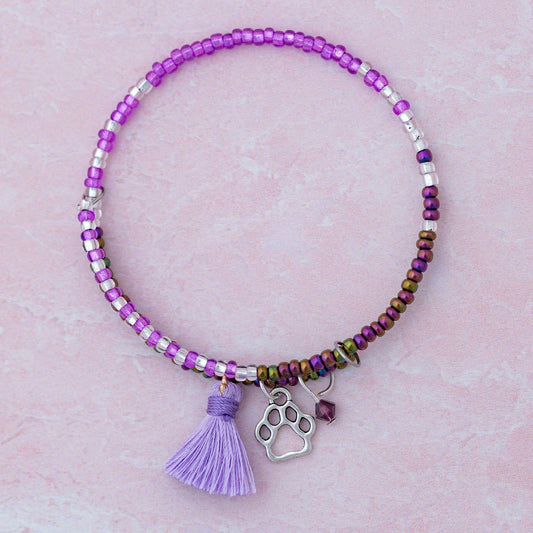Fair Trade Beaded Paw Print Adjustable Bracelet!