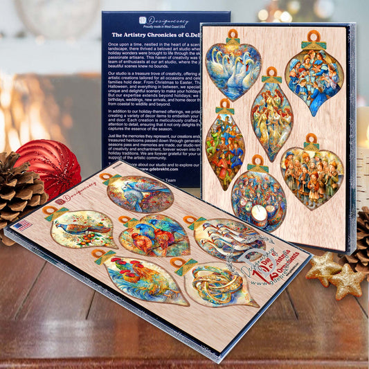 Twelve Days of Christmas Eco Wood Ornaments Set of 12 by G. DeBrekht - Christmas Decor 12 Days of Christmas - 8610102-S12