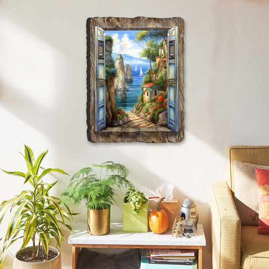 Seaside Town Window Wall Art by G. DeBrekht Coastal Decor - 8492105W