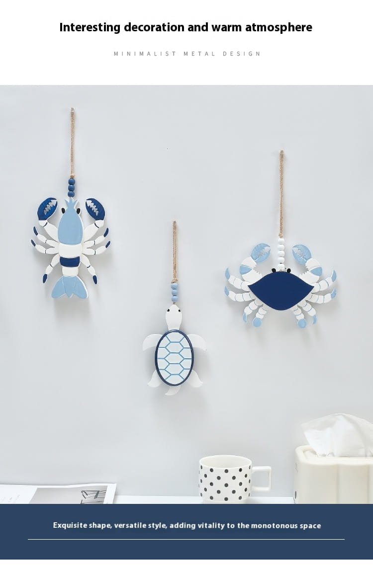 Wooden Mediterranean Seafood Lobster Pendant Decor
