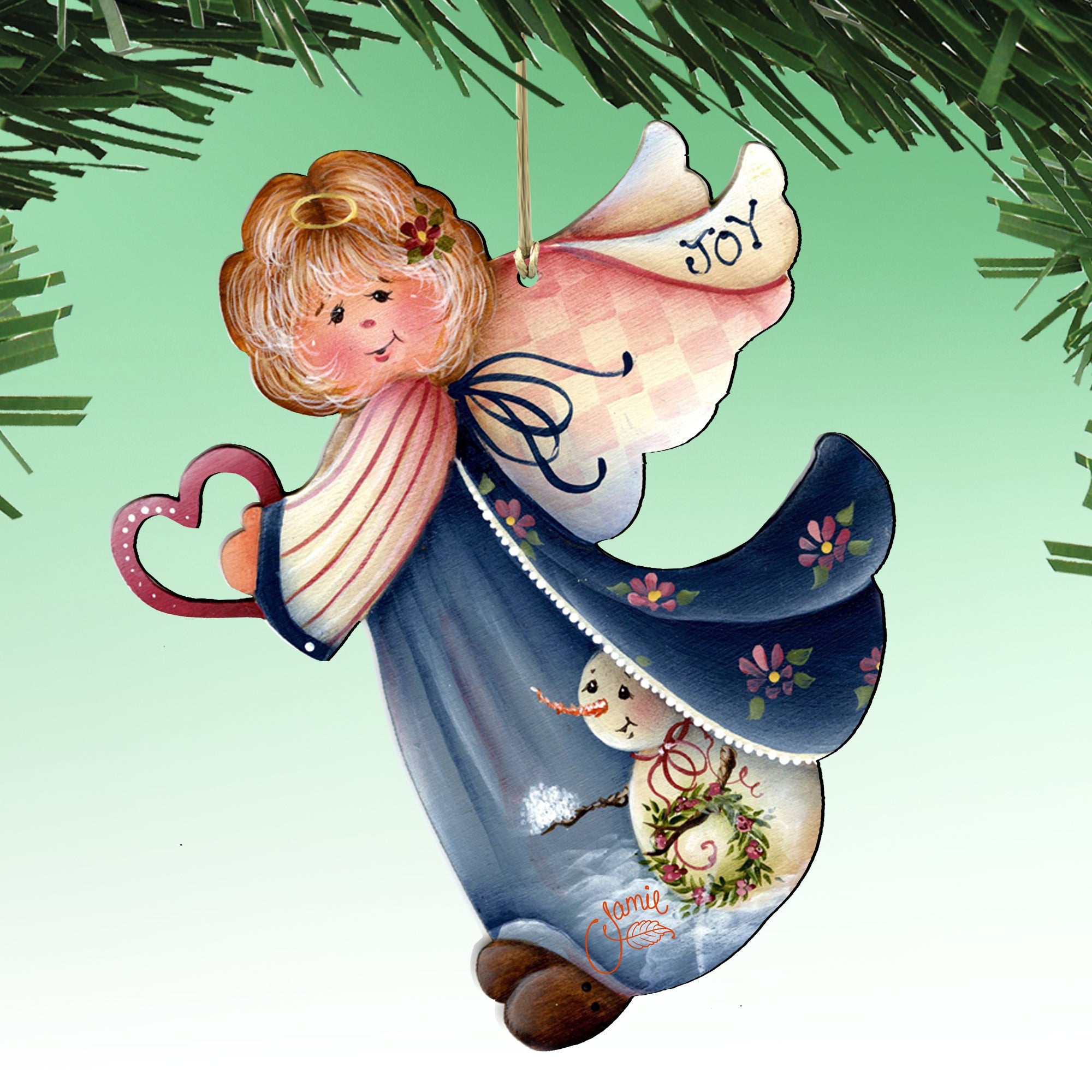 Loving Angels Wooden Ornaments Set of 6 by Jamie Mills-Price - Nativity Holiday Decor - 8457517-S6-MP