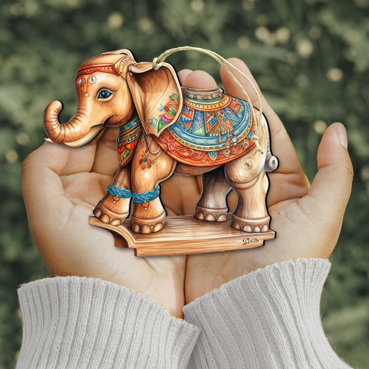 Carousel Elephant Wooden Ornaments by G. Debrekht - Christmas Decor - 8100192-1