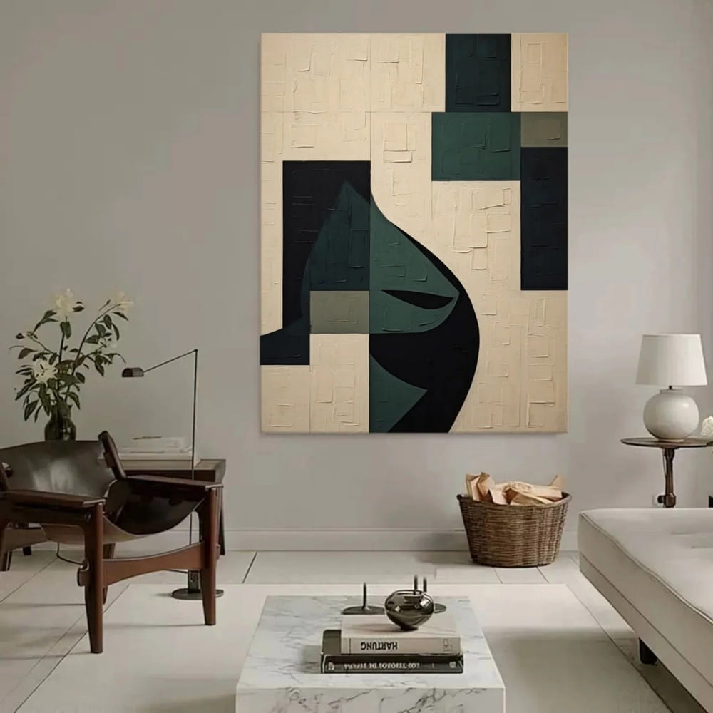 Handmade Green Abstract Canvas Painting Art