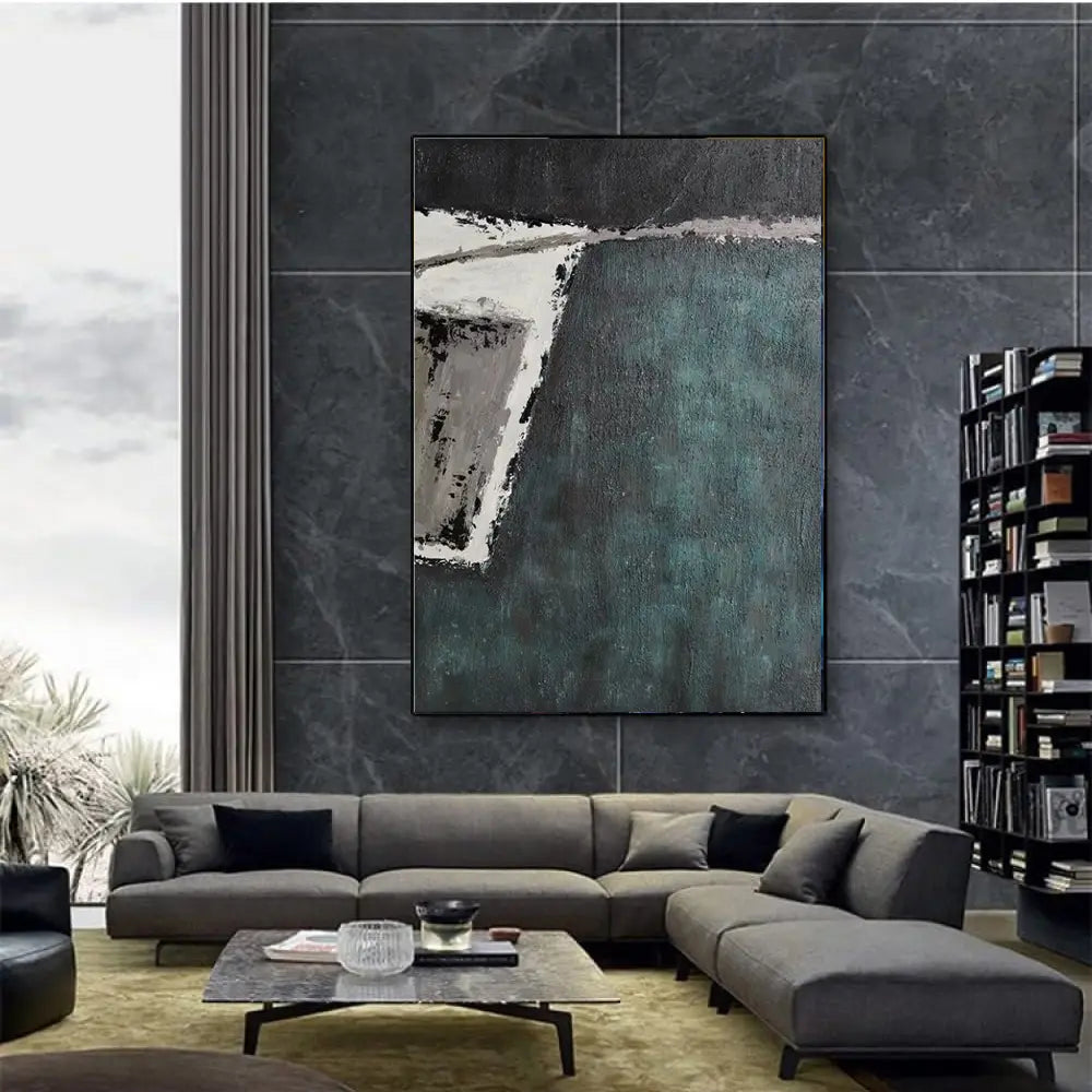 Green Textured Abstract Canvas Painting Wabi Sabi Art
