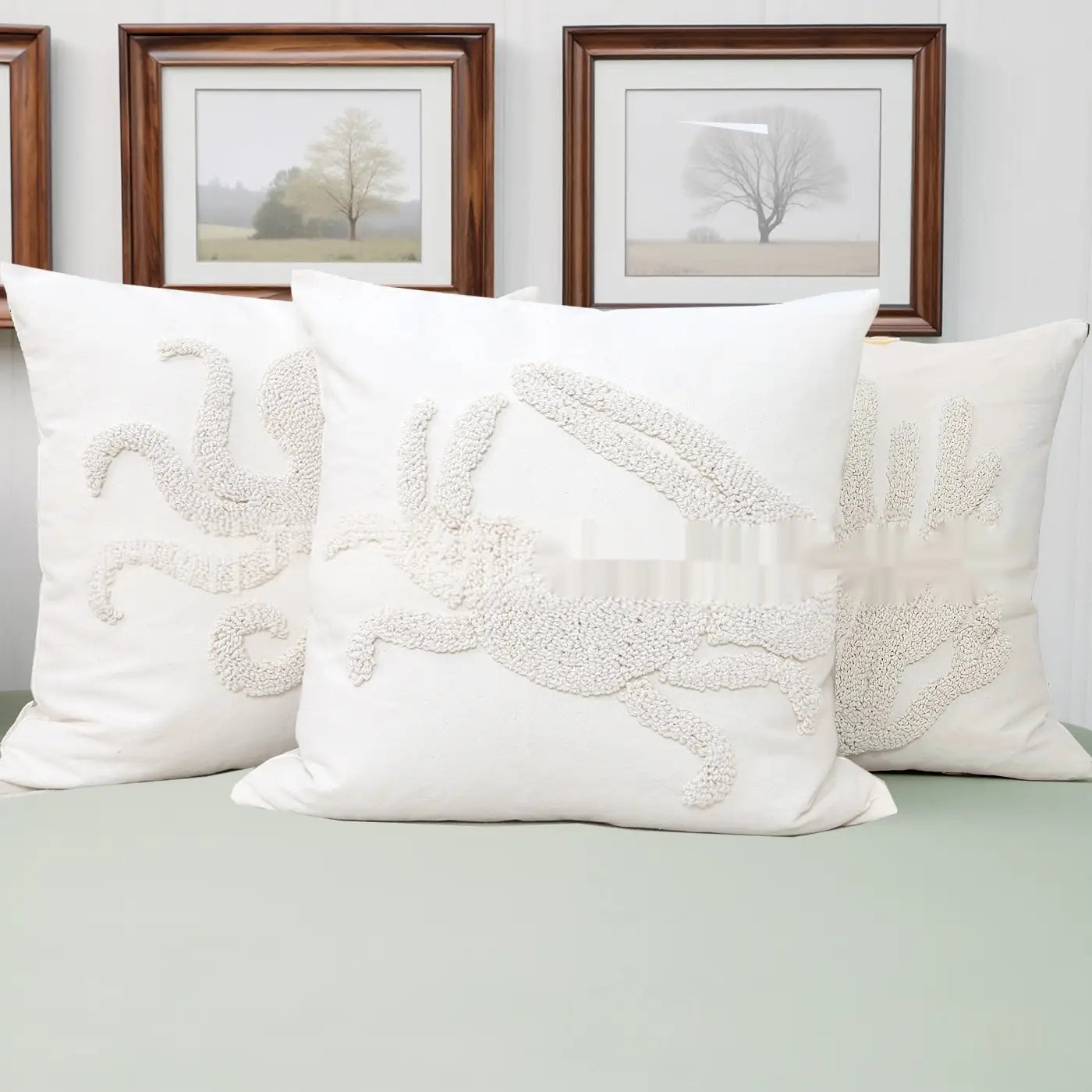 Nautical Embroidered Tufted Pillowcase Home Living