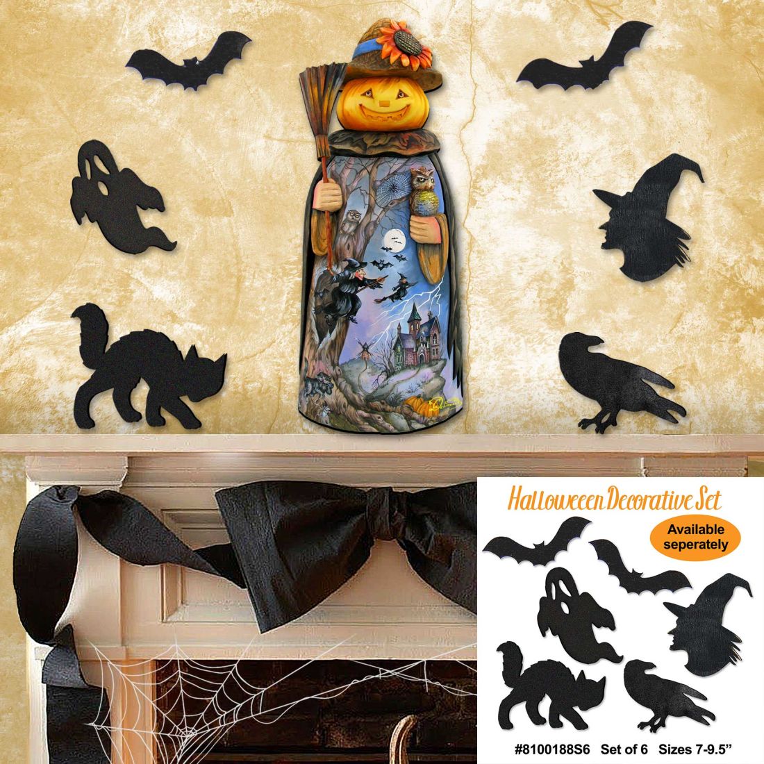 Scarecrow Pumpkin Head Halloween Door Decor by G. DeBrekht - Thanksgiving Halloween Decor - 8114180H