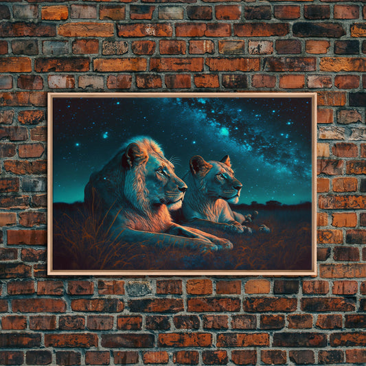 Boss Couple, Lion Art, Framed Canvas Print