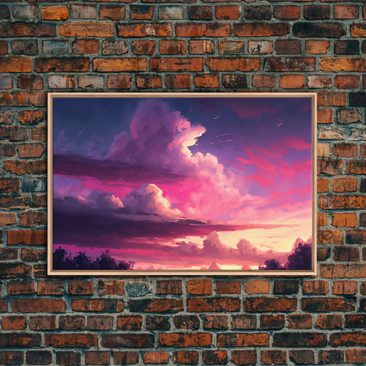 Pink Cloud Vintage Style Canvas Print, California Landscape Painting, Vast Plains, National Park Desk Decor Christmas Gift
