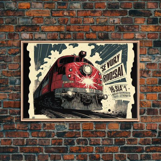 Fictional Soviet Propaganda Train Poster, Framed Canvas Print, Large Wall Art, USSR Art