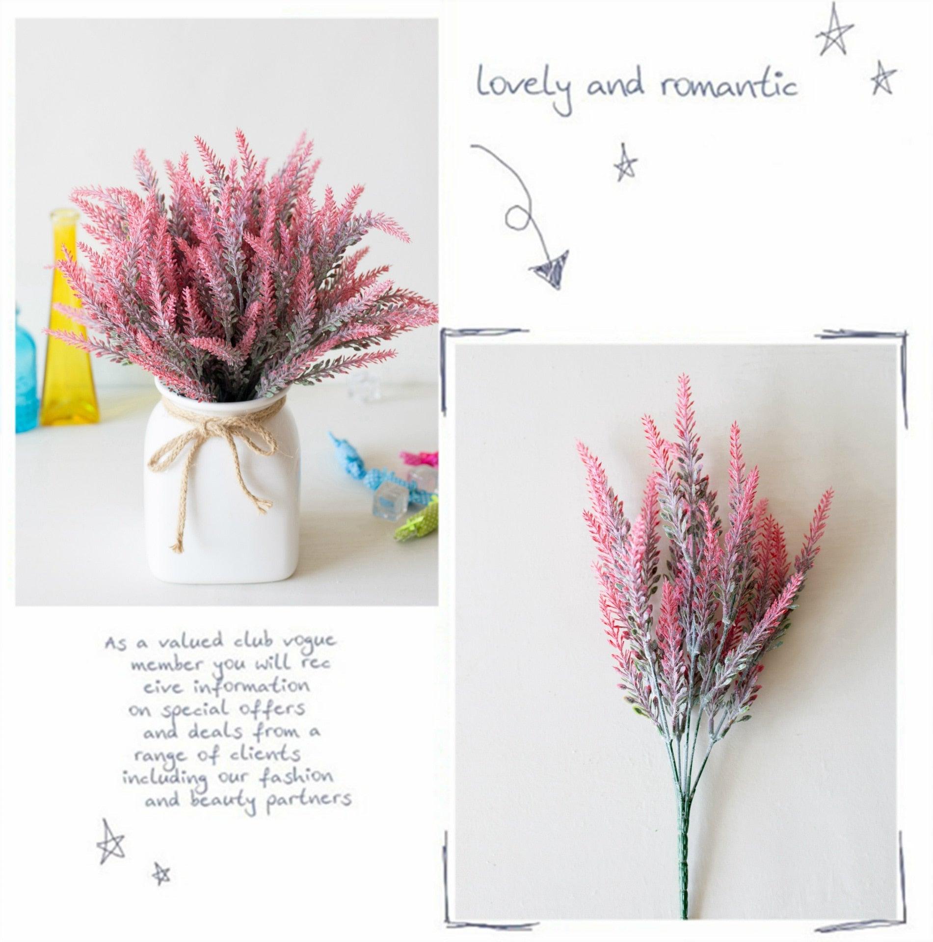1 Bundle Artificial Lavender Fake Flowers Wedding Bouquet Home Kitchen Office Table Centerpieces Arrangements Decor