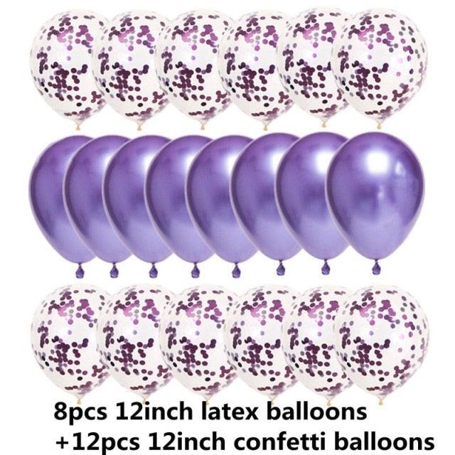 10/20 Star Metallic Confetti Latex Transparent 12inch Balloons For Baby Shower Birthday Party Wedding Decoration