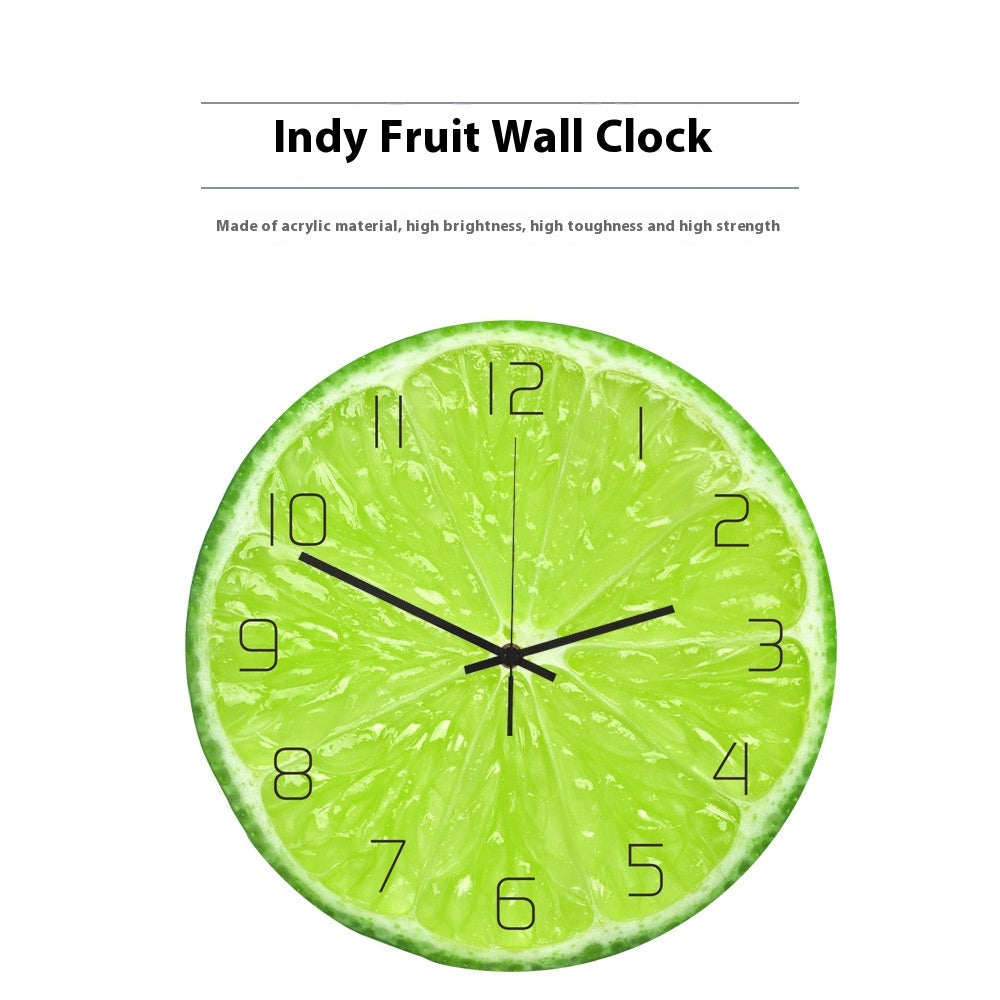 Lime Fruit Wall Clock Study And Bedroom Living Room Acrylic Clock