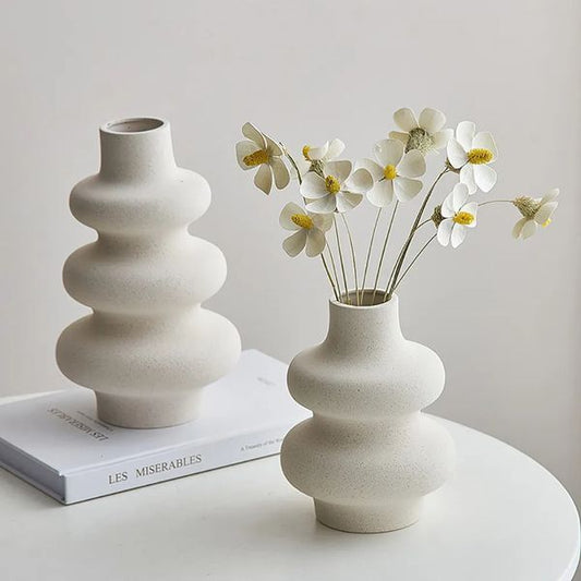 Vases Nordic Style Ceramic Vase Decoration White Modern Home Flower Pot Living Room 231128