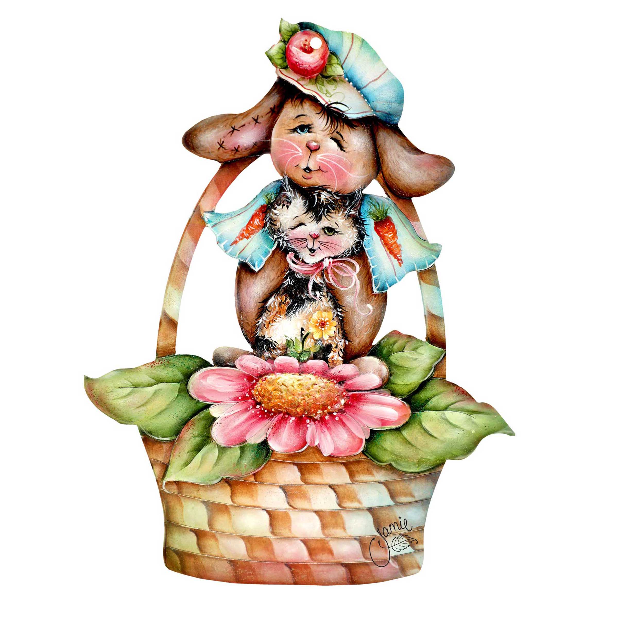 Flower Basket Friends! Easter Door Decor by Jamie Mills-Price - Easter Spring Decor - 8457607H