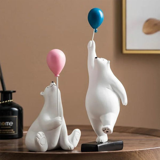 Creative Cartoon Bear Pattern Balloon Polar Bear Pattern Home Resin Nordic Home Decoration Living Room Desktop Decoration Gift 240731