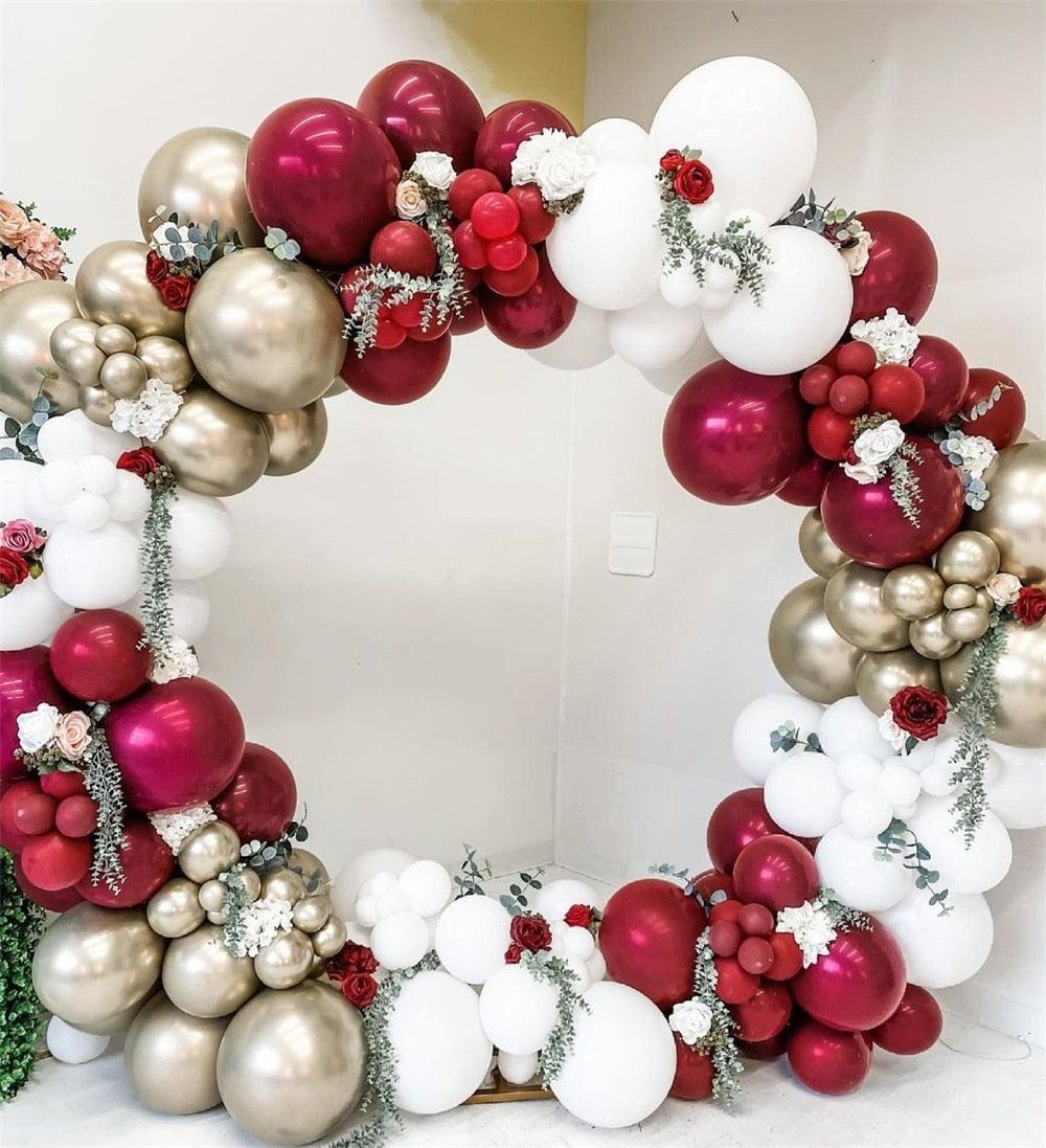 130pcs Ruby Red Burgundy Balloons Blush Balloons Gold Balloons For Wedding Birthday Decoration Party Wedding Decoration