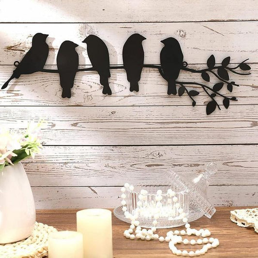 Black Bird On The Branch Metal Wall Art Bedroom Living Room Background Decor Mural Art Decor Cute Bird Hanging Sign Home Decor