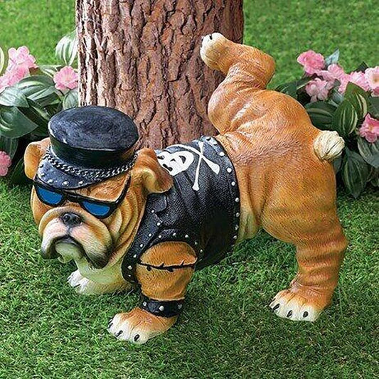 Resin Bulldog Peeing Dog Statue Creative Home Ornaments Miniatures Outdoor Garden Figurines Yard Landscape Decoration 240523