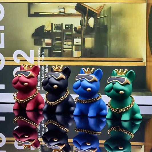 Luxury Home Decoration Resin Crowned French Bulldog Mini Figurine for Desk Bookshelf Office Elegant Gift Table Decoration Accessories Y251125