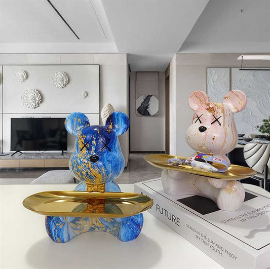 Colored bear statues and sculptures butler statues interior decoration Nordic decoration room table decoration resin crafts gifts X240913
