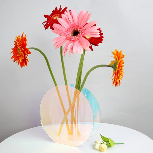 Vases 1Pc Acrylic Colorful Vase Modern Light Luxury Home Hydroponic Flower Arrangement Nordic Style Living Room Decoration