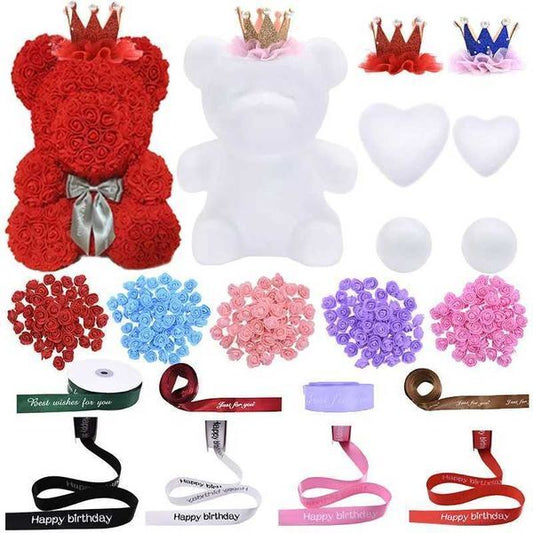 Polystyrene Styrofoam Foam Bear White Heart Ball DIY Rose Bear Craft For Birthday Party Wedding Decoration Christmas Ornament X251218
