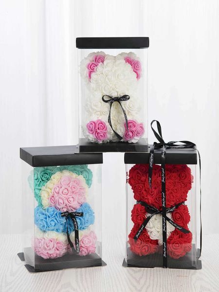 Rose Flower Bear Hand Made Rose Teddy Bear Gifts for Women Valentines Day Mothers Day Wedding Anniversary X251218