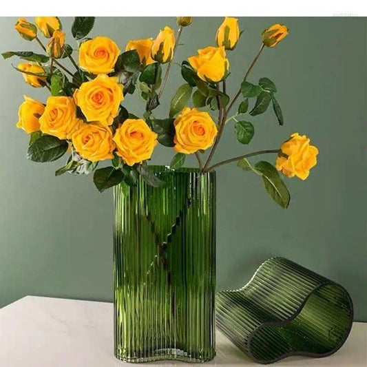 Vases Simplicity Vertical Lines Glass Vase Transparent Flower Pots Decorative Living Room Decoration Floral Modern Home Decor