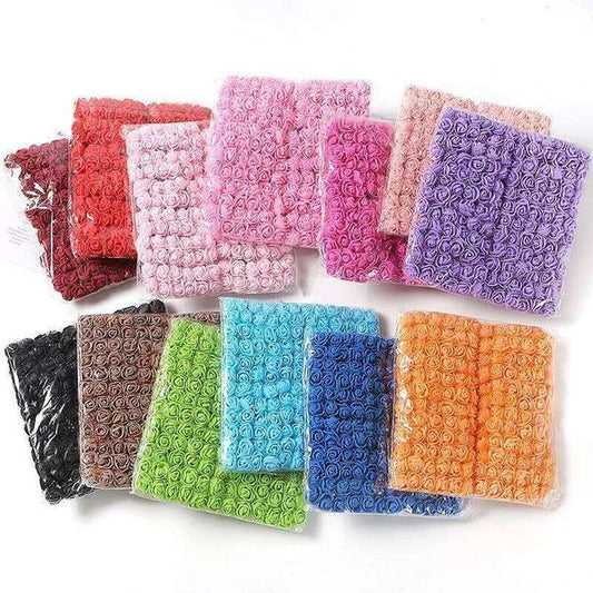 Valentine's Day 144 Pieces Mini Artificial Rose Foam Flower Teddy Bear Bouquet For Wedding Home Decoration Scrapbooking DIY Wreath F 26Y0114