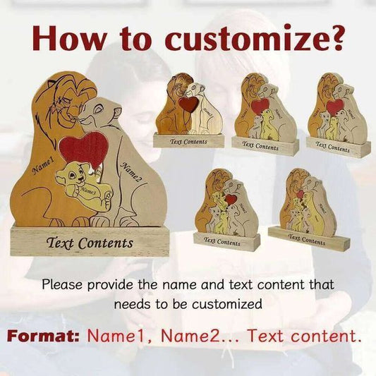 Valentine's Day DIY Lion King Wooden Family Personalized Name 2-7 Names Customized s Home Decor Gifts For Parents Couple 26Y0115
