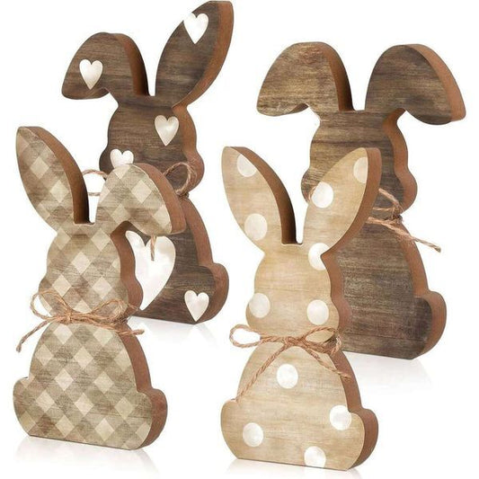Valentine's Day Decorative Plaque & Statues 1pc,Easter Home 2D Rabbit Logo Wooden Desktop Center Decoration 26Y0115