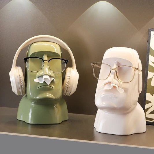 Miniso Creative Moai Stone Statue Tissue Box Glasses Holder Head-Mounted Earphone Stand Home Multifunctional Decorative Ornament 260127