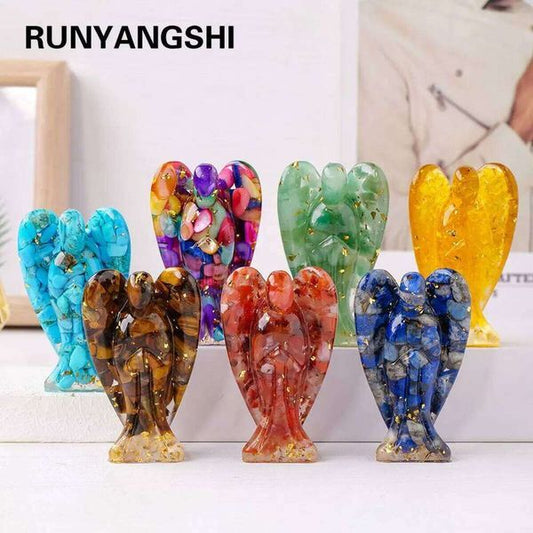 1PC Natural Crystal Guardian Angel Figurine Amethyst Rose Quartz Colorful Healing Stone Gem Craft Gift Home Decor Ornaments 26H0209