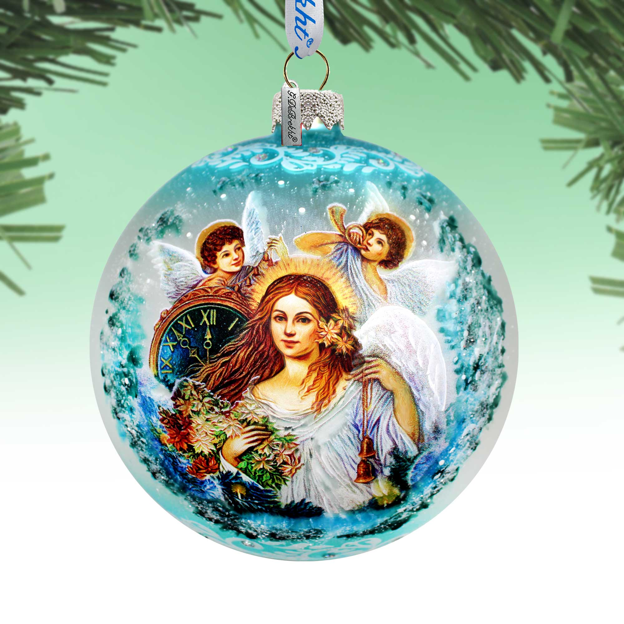 Christmas Angel Glass Ornament Limited Edition by Strelkina at G. DeBrekht - Christmas Santa Snowman Decor - 73844-2