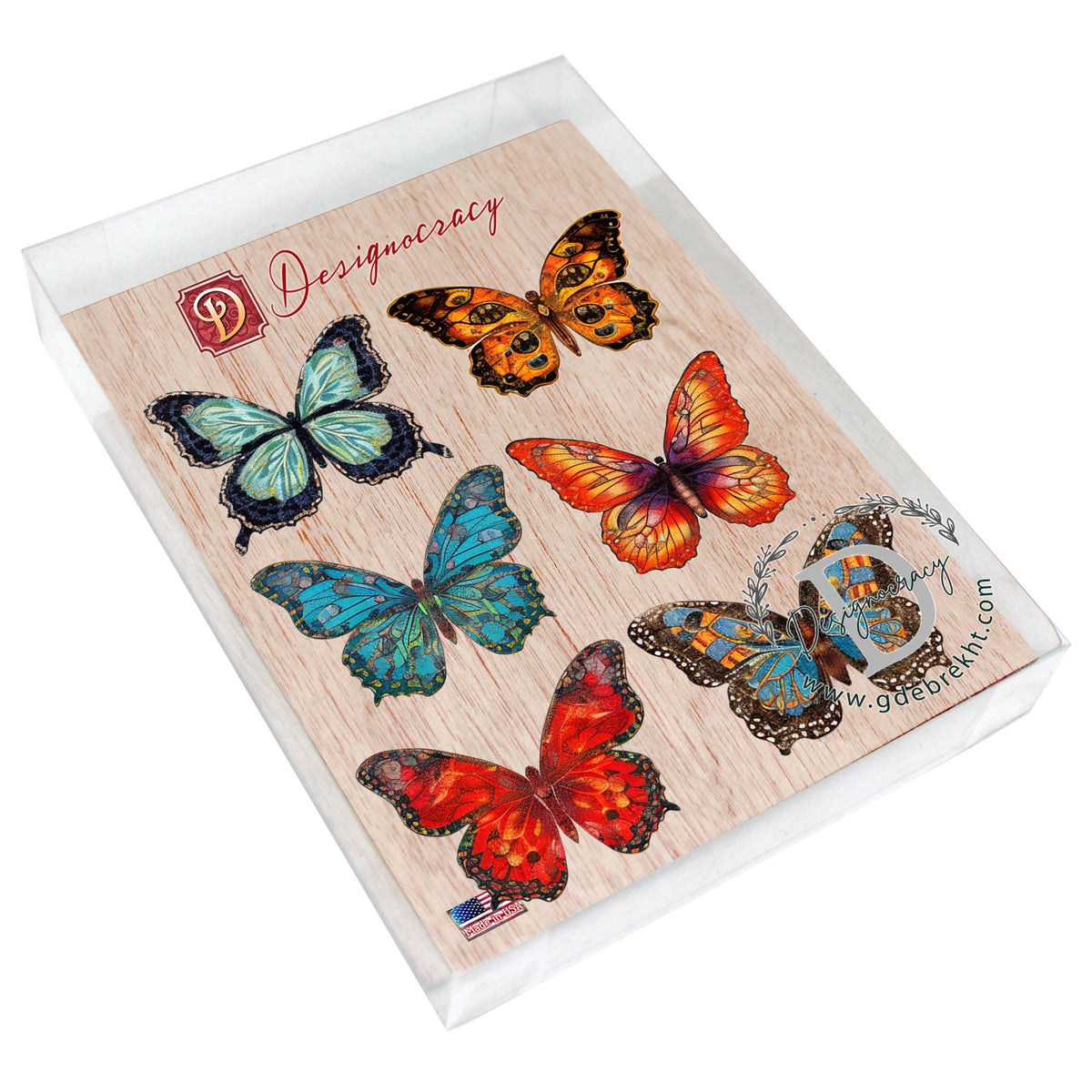 Summer Butterfly Decorative Eco Wood Magnets Set of 6 by G. Debrekht - Wildlife Decor - 8090012-2G-S6