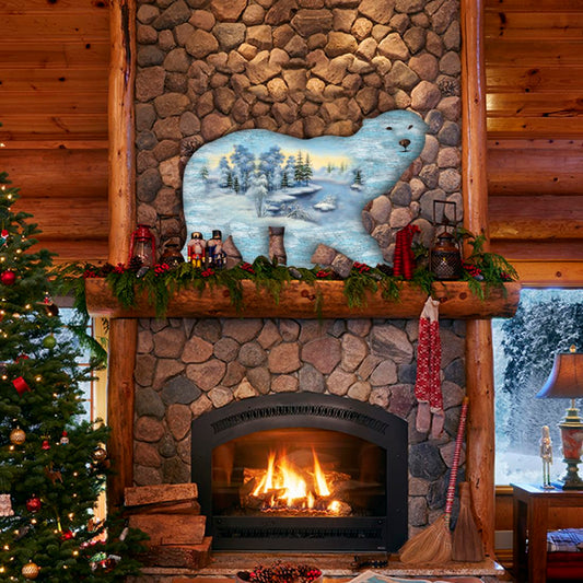 Polar Bear Vintage Wildlife Door Decor - G. DeBrekht - Wildlife Holiday Decor - 8198225H