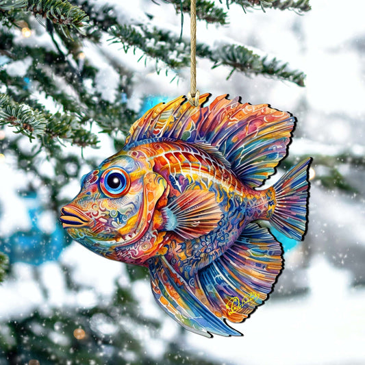 Nautical Christmas Decor - Colorful Fish Wooden Ornaments by G.Debrekht Coastal Holiday Decor - 8688193