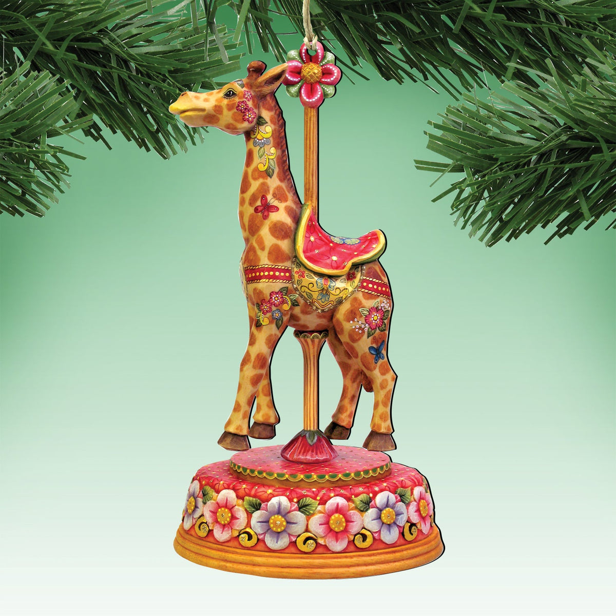 Carousel Wooden Ornaments: Tiger, Whale, Giraffe - Christmas Decor - 81000892S3