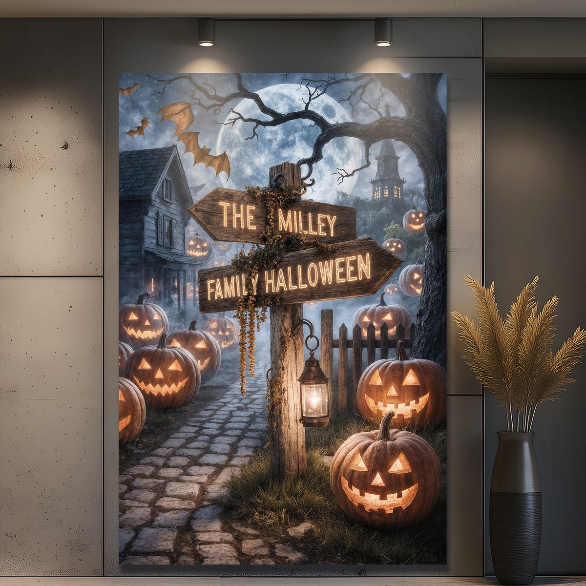 Personalized Family Name Street Sign Halloween Wall Art