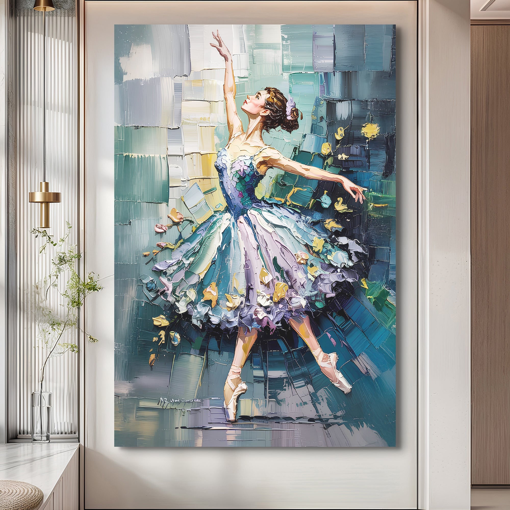 Abstract ballerina wall art on canvas featuring elegant dance-inspired design, by Tailored Canvases.
